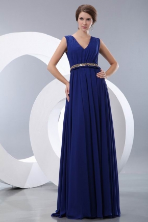 Perfect Sapphire Blue Evening Dress With Leopard Print Belt