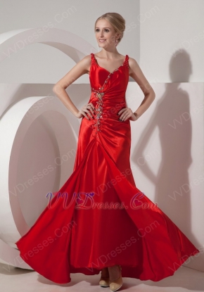 Elegant Spaghetti Straps Dark Red Cache Amazing Prom Dress