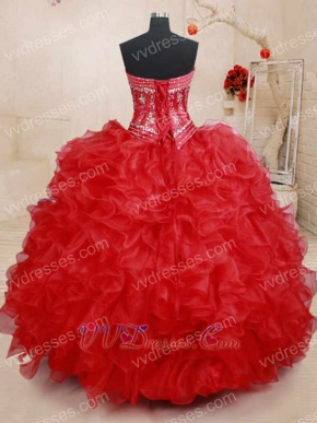 Four Pieces Separated Bodice/High Low/Knee Length/Red Quince Ball Gown Detachable