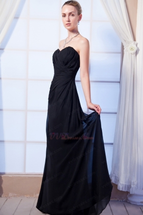 Affordable Black Long Chiffon Wedding Bridesmaid Dress