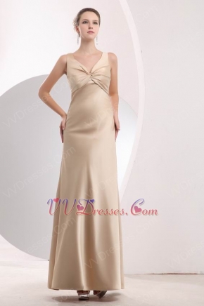 Criss Cross V-Neck Champagne Evening Dress For Cheap