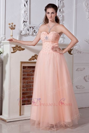 Sweetheart Beaded Orange Net Prom Evening Dress