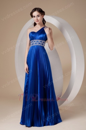 Cobalt Blue Evening Dresses One Shoulder Skirt With Split