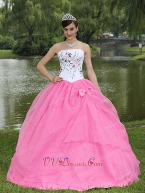 Embroidery Upper Part Hot Pink Skirt Quinceanera Gowns Online Store