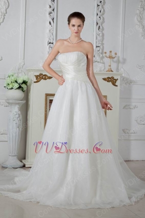 Destination A-line Chapel Train Zipper Strapless Ivory Bridal Dress