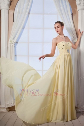 Sweetheart Crystals Empire Moon Yellow Chiffon Prom Dress