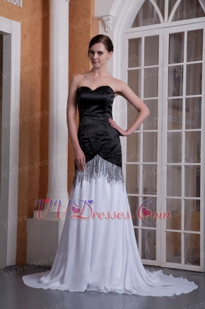 Beaded Dresses For Prom Wear White and Black Mixed Inexpensive