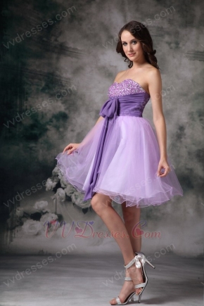 Beading Lilac Sweet 16 Dress With Bowknot Design