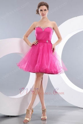 Lovely Sweetheart Neck Corset Fuchsia Short Prom Dress