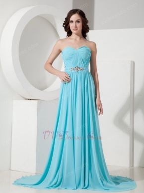 Top Designer Aqua Blue Chiffon Prom Dress In Washington