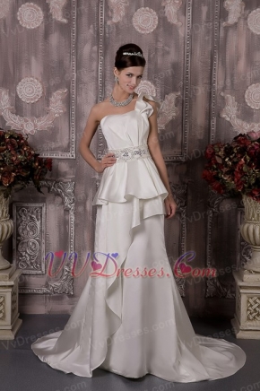 Custom Made One Shoulder Mermaid Bridal Dress Petite Low Price