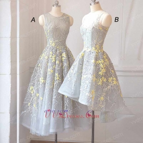 Silver Striated Lace Series Bridesmaid Dress Luminous Yellow Shivering