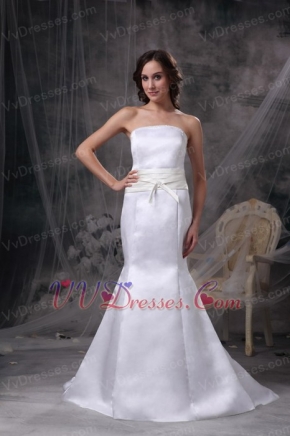 Mermaid Strapless White Stain Petite Dress For Prom Wear Inexpensive