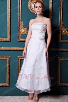 Straples Ankle Length Bridal Wedding Dress For Beach