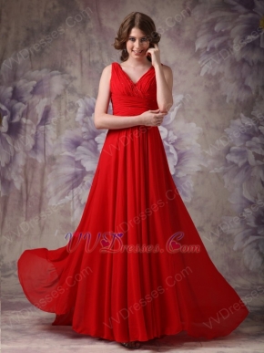 V-neck Dark Red Chiffon Zipper Otherside Best Prom Dress UK