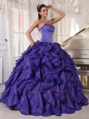 Heliotrope Ruffled Organza Puffy Skirt Quinceanera Gown