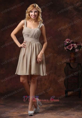 Fashionable Draped Knee-length Grey Bridesmaid Dress For Girl Discount