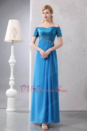 Designer Short Sleeves Azure Dress For Mother Of The Bride