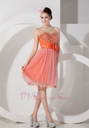 Orange Sweetheart Short Sweet Sixteen Dress Gown