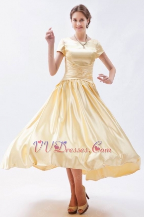 Short Sleeves Champagne Yellow Formal Celebrity Dress In Nevada