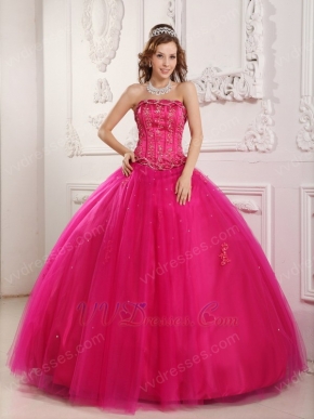 Bordure Strapless Winter Quinceanera Party Thick Dress In Fuchsia