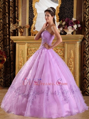 Strapless Lilac Embroidery Bottom Skirt Dress To Quinceanera