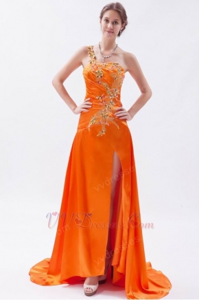 Fashionable Front Split Skirt Sun Orange 2014 Prom Party Dress