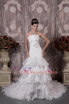 Inexpensive Mermaid Strapless Bridal Wedding Gown For Cheap Low Price