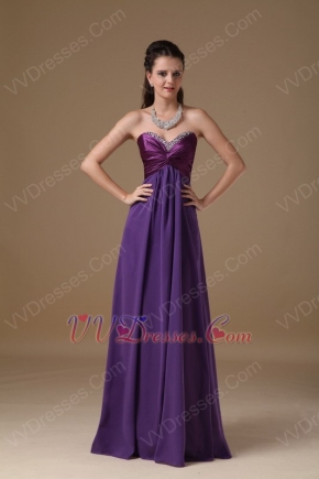 Trimed Sweetheart Floor-length Purple Chiffon Prom Party Dress