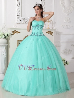 Sweetheart Pale Turquoise Beautiful Winter Quinceanera Dress