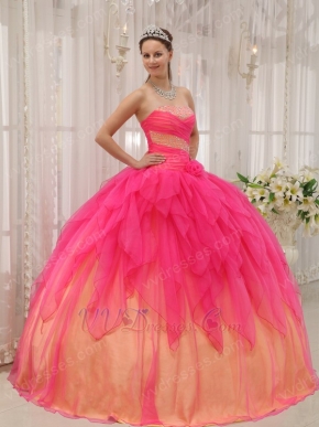 Hot Pink Cascade Putty Skirt  Orange Quinceanera Dress 2019