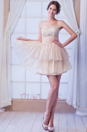 Sweetheart Layers Skirt Champagne Mini Sweet 16 Dress