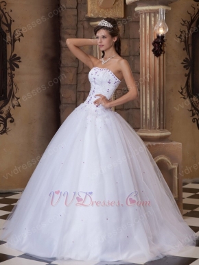 Strapless Corset White A Quinceanera Dress With Embroidery