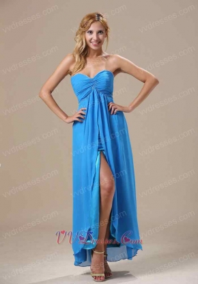 Corset Back Ankle-length Prom Gown Chiffon and Lining Double Slit