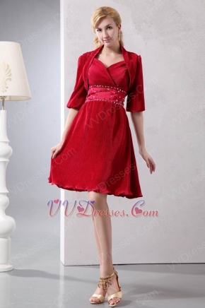 Alizarin Crimson Mother Of The Bride Dress With Jacket