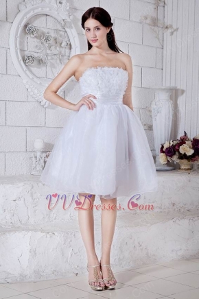 Cute Strapless Flower Bodice White Short Prom Dress Cheap