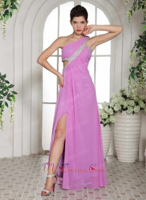 Lilac Prom Celebrity Dress With One Shoulder Slit Skirt Cheap