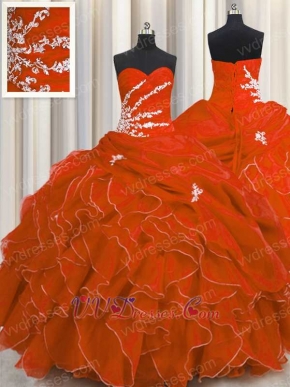 Classical Fashion Ruffles Scarlet Girls Dancing Prom Ball Gown Silver Details