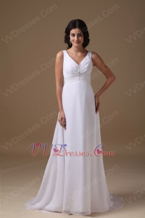 Decent V-neck White Long Maternity Prom Dress For Sale