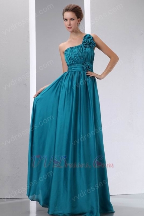 Handmade Flowers Design Peacock Blue Amazing Formal Dress