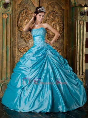 Appliqued Sweetheart Deep Sky Blue Quinceanera Gowns