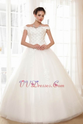 Hot Sale Off The Shoulder Ivory Wedding Dress With Applique