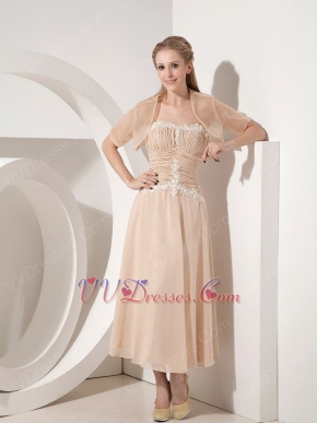 Tea-length Champagne Mother Of The Bride Dress With Jacket