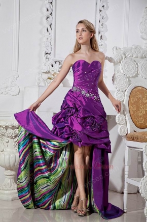 Best Seller High Low Skirt Purple Formal Prom Dress With Beading