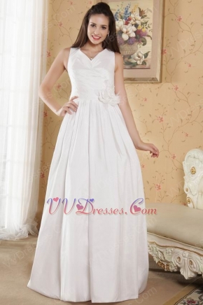 Elegant V-Neck A-line Floor Length Skirt Ivory Prom Dress