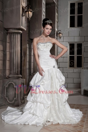 Strapless Bubble Taffeta Floor Length Skirt Low Price Wedding Bridal Dress Low Price