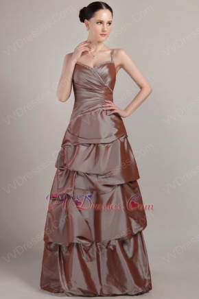 Brown Taffeta Spaghetti Strap Floor-length Prom Dress Online