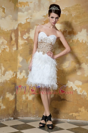 Unique Sweetheart Knee-length Feather Skirt Prom Cocktail Dress Unique