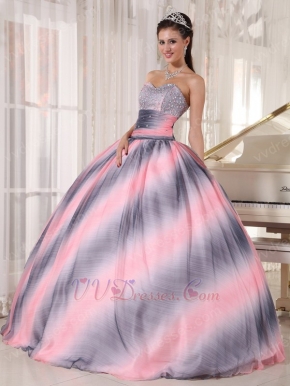 Vogue Ombre Contrast Pink Fabric 16 Years Old Quinceanera Dress