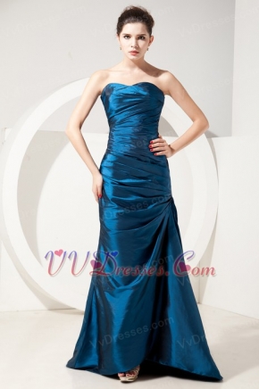 Royal Blue Taffeta Prom Dress With Sweetheart Long Skirt Inexpensive